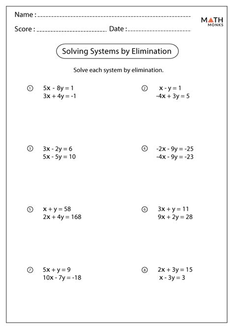 x - y = 1. . Solving systems of equations by substitution and elimination worksheets with answers pdf